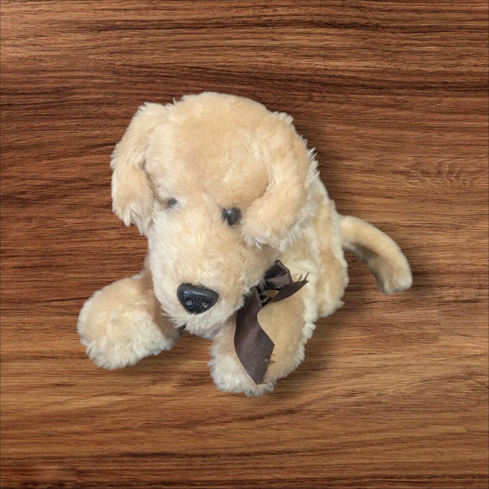 Golden Retriever Dog Plush Toy With Bow‎ 9" Stuffed Animal